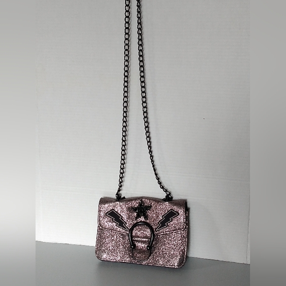 Steve Madden Grey Glitter Steel Chain Crossbody Bag - Picture 9 of 13
